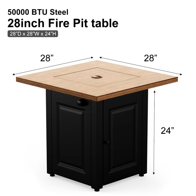 28In Gas Fire Pit Table