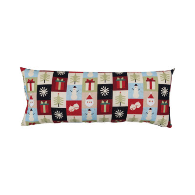 Cotton Printed Lumbar Pillow with Holiday Pattern