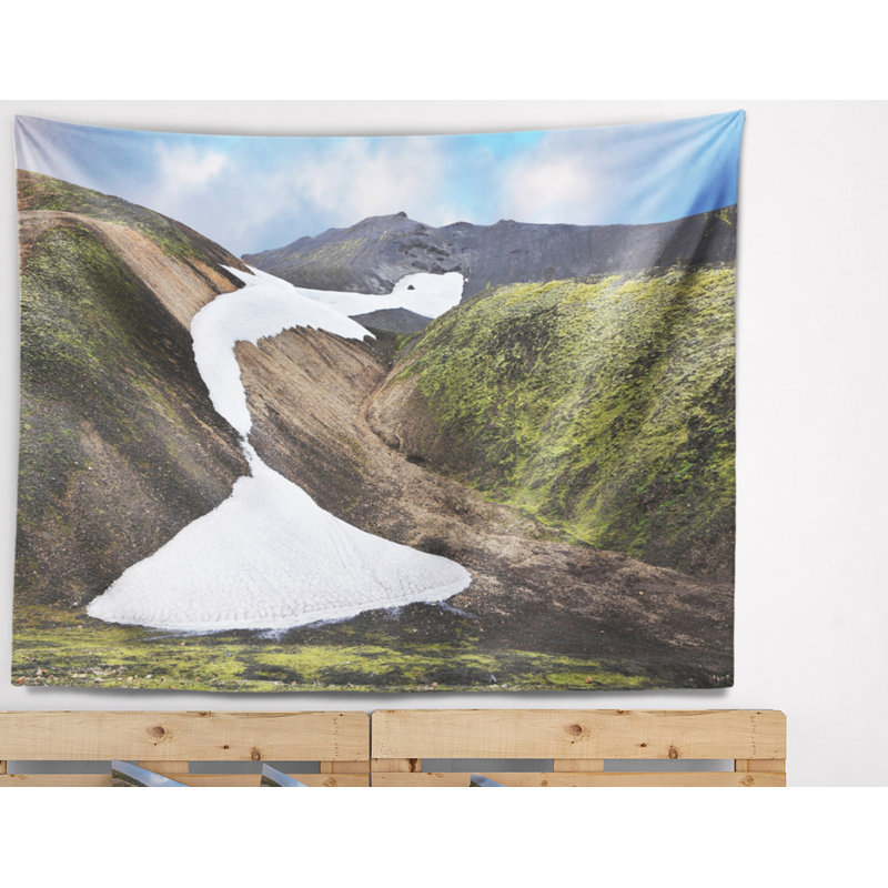 Snowfields de polyester à taches blanches en tapisserie gullies avec accessoires suspendus inclus, H 32 po x l 39 po