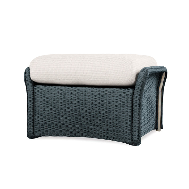 Weekend Retreat Outdoor Ottoman, Sailcloth Salt, Ebony