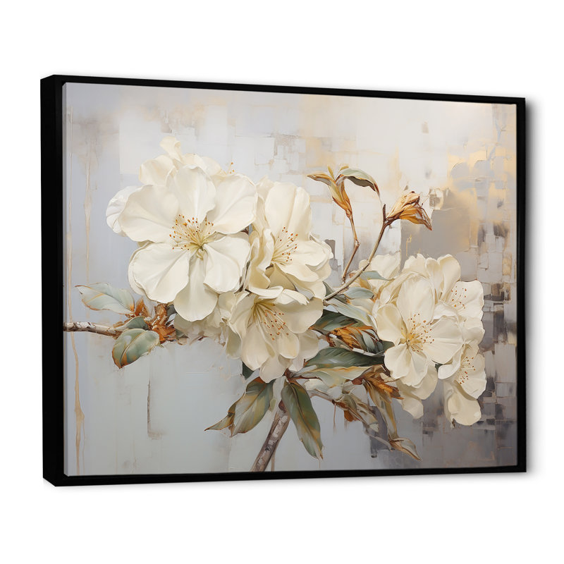 Essence de simplicité rhododendron VI, H 34 po x l 44 po x P 1,5 po, Cadre flottant noir