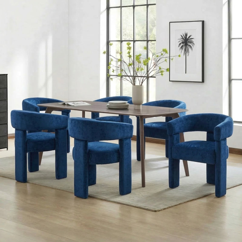 Chaise légère et luxueuse en velours, Bleu