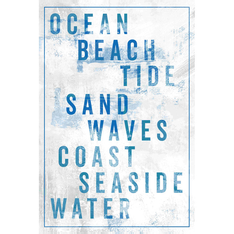 " Distressed Coastal Typography ", 18" H x 12" W