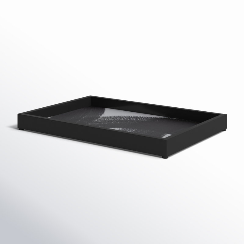Haden Black and White Handmade Wood Decorative Tray