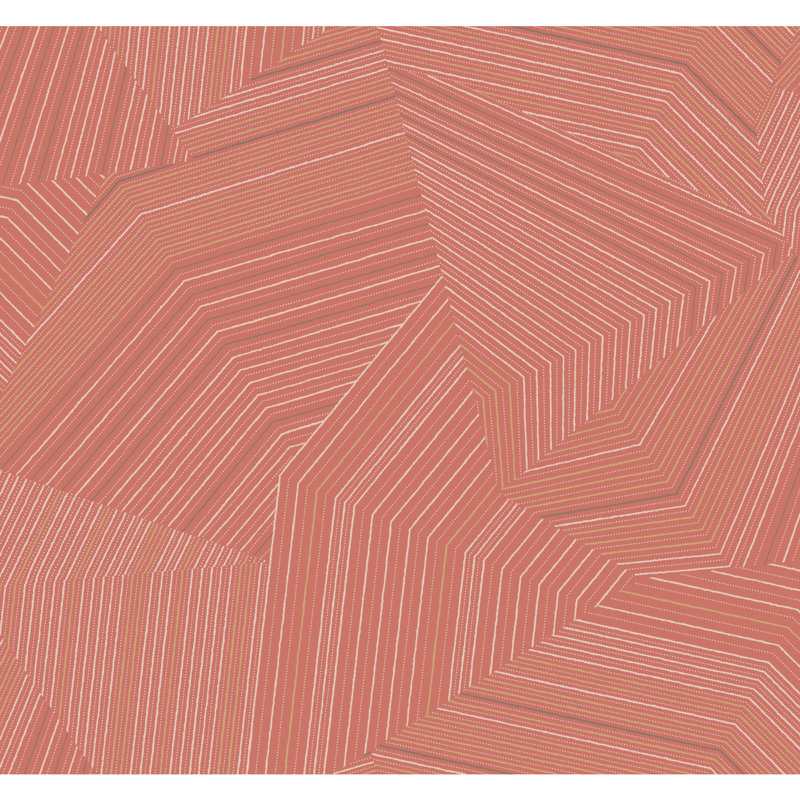 Geometric Metallic Wallpaper Roll, Desert Red