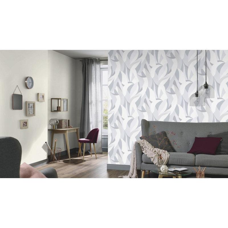 Papier peint texturé, Gris / gris clair / blanc