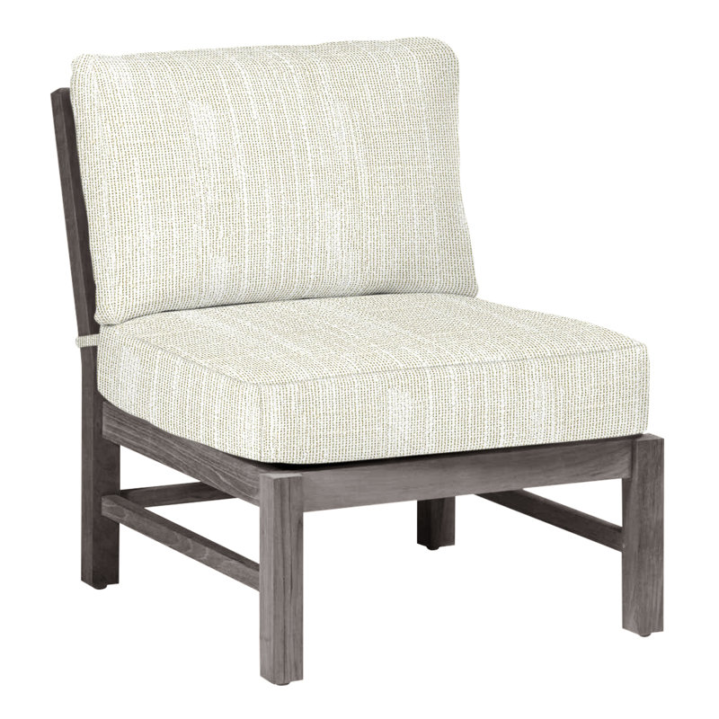 Club Teak Sectional Slipper Chair - Oyster, Oyster Teak, No Welt, Rollo Cream
