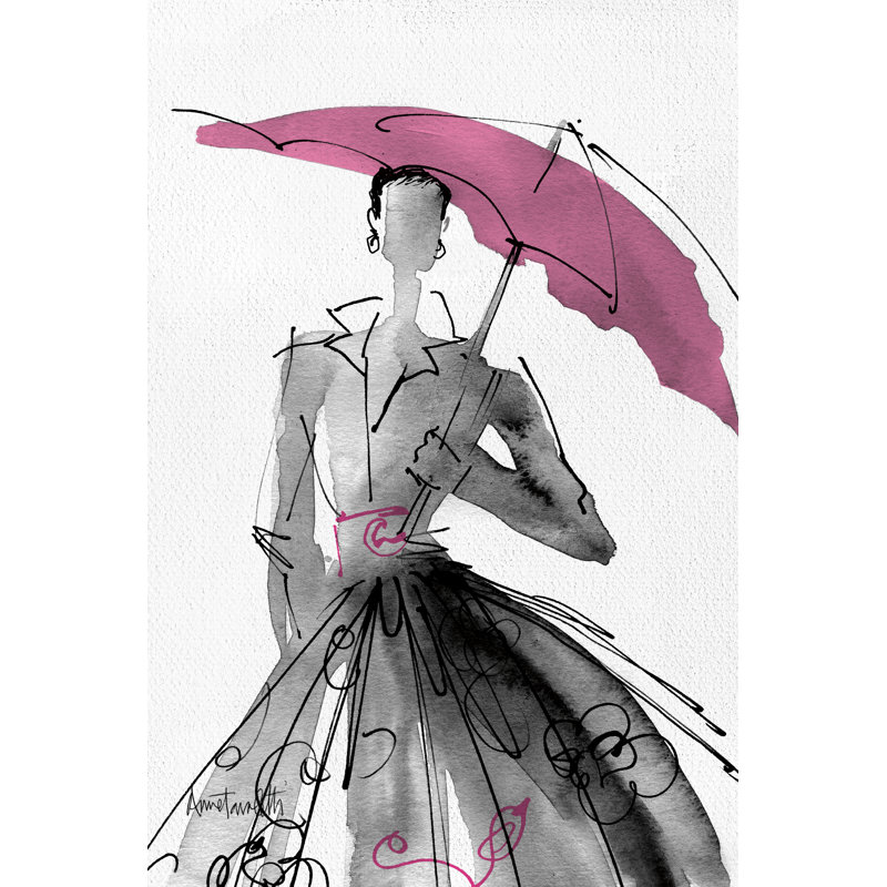 Fashion Sketchbook VI Hot Pink by Anne Tavoletti - Wrapped Canvas Painting, 30cm H x 20cm W
