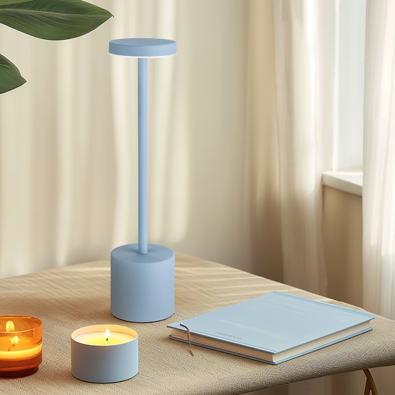 Cordless LED Dimmable Table Lamps Touch Control, Rechargeable Type C (Set Of 2) For Home Office Restaurant Bedroom Bars, Blue