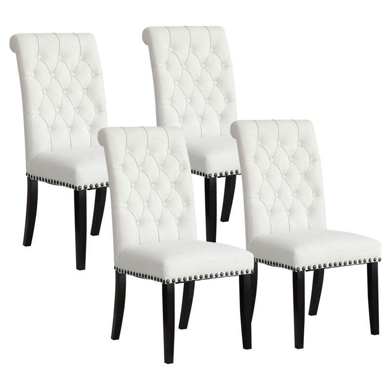 Chaise parsons capitonnée beige rembourrée, Beige