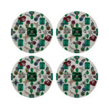 Jewel Box Emeralds Vegan Leather Round Beaded Placemat