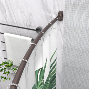 Tringle de rideau de douche incurvée réglable de 40 à 72 po, tringle de douche en aluminium antirouille, tringle de rideau de douche ronde, tringles de douche incurvées pour salle de bain, baignoire, cabine de douche