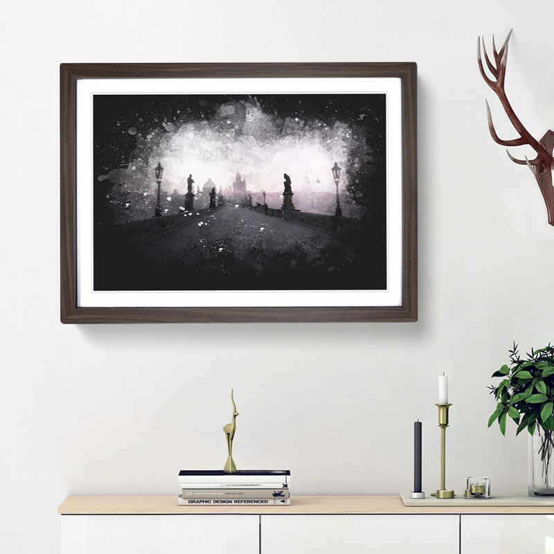 Charles Bridge in Prague - Framed Print, Walnut Framed, 62cm H x 87cm W x 2cm D