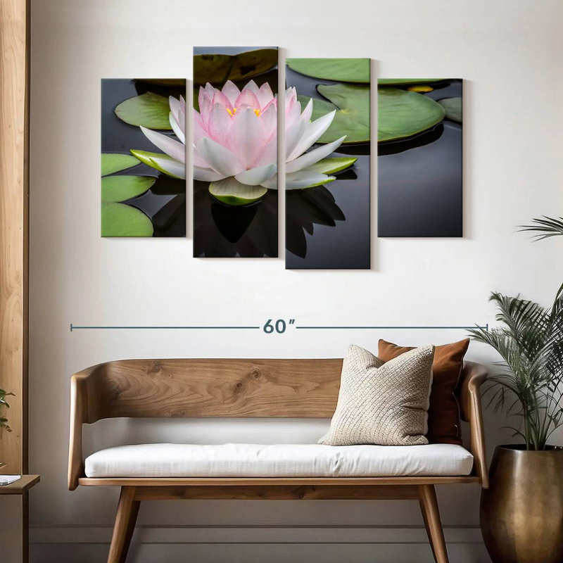 Lotus blanc rosé Harnek, H 32 po x l 52 po