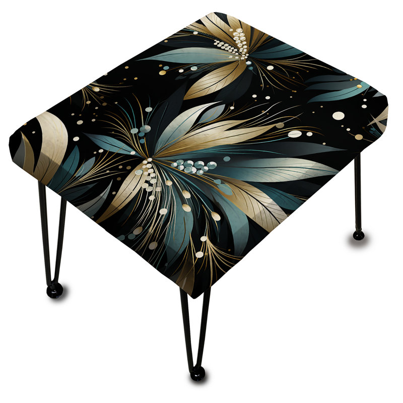Deep Black And Silver Elegance - Glam Rectangle Ottoman