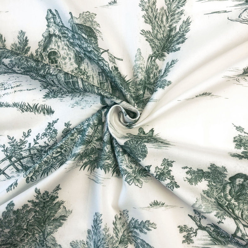 Jardin Du Jouy Toile, 50" W x 84" L, Evergreen