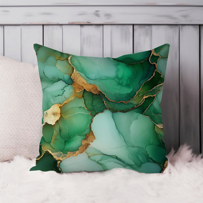 Abstract Green Marble Geode Pattern - IX Modern Throw Pillow Cover