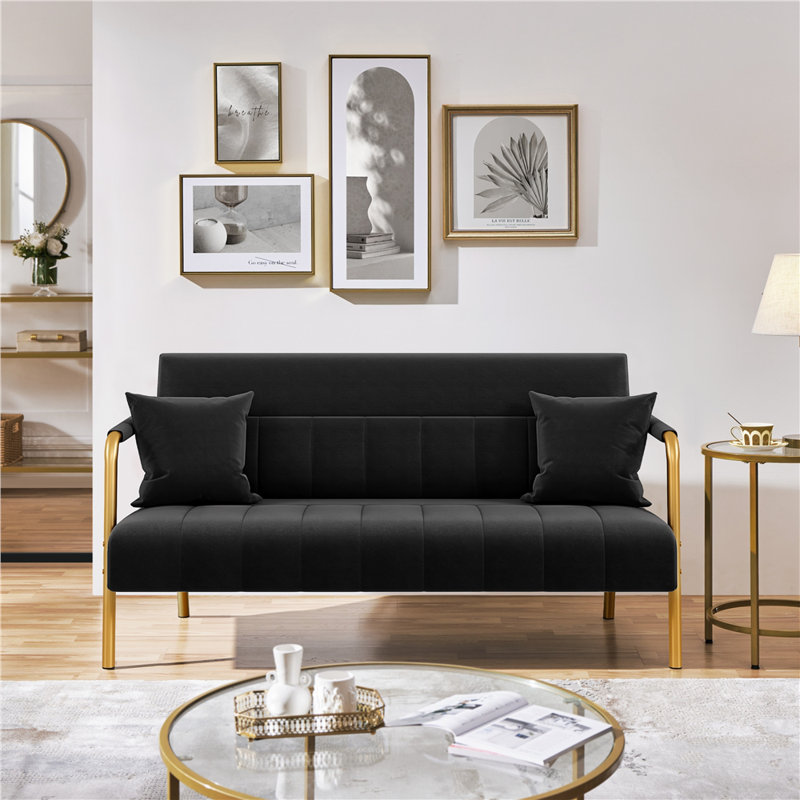 Color 2 Seater Loveseat ,143 CM wide  Sofa Couch, Black
