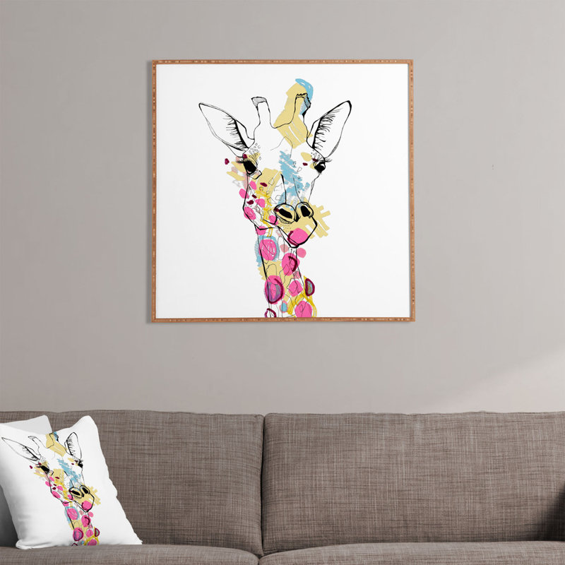 «Giraffe Color» par Casey Rogers - Reproduction d'art graphique sur bois encadrée, H 20" x l 20" x P 1"