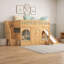Lit mezzanine en bois avec escalier de rangement, garde-robe et glissade-574022104-574022107