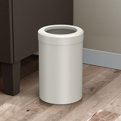 Latitude II Round Stainless Steel 2.9 Gallon Waste Basket | Open Top Trash Can With Removable Lid and Padded Base