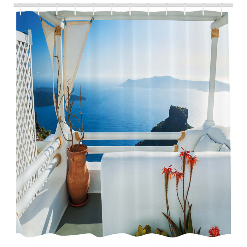 Ensemble de rideau de douche européen + crochets, H 69 po x l 105 po