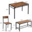 Ensemble de table et de chaises de salle à manger combinant des détails en bois massif (43,3 x 25,6 x 29,9 pouces), un espace de rangement et une structure en métal.