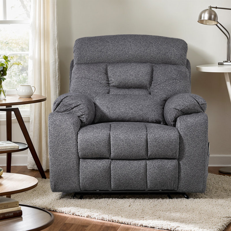4 OKIN Motors Lay Flat Power Lift Recliner Chair with Heat & Massage, Electric Sofa, Cup Holders, Dark Gray