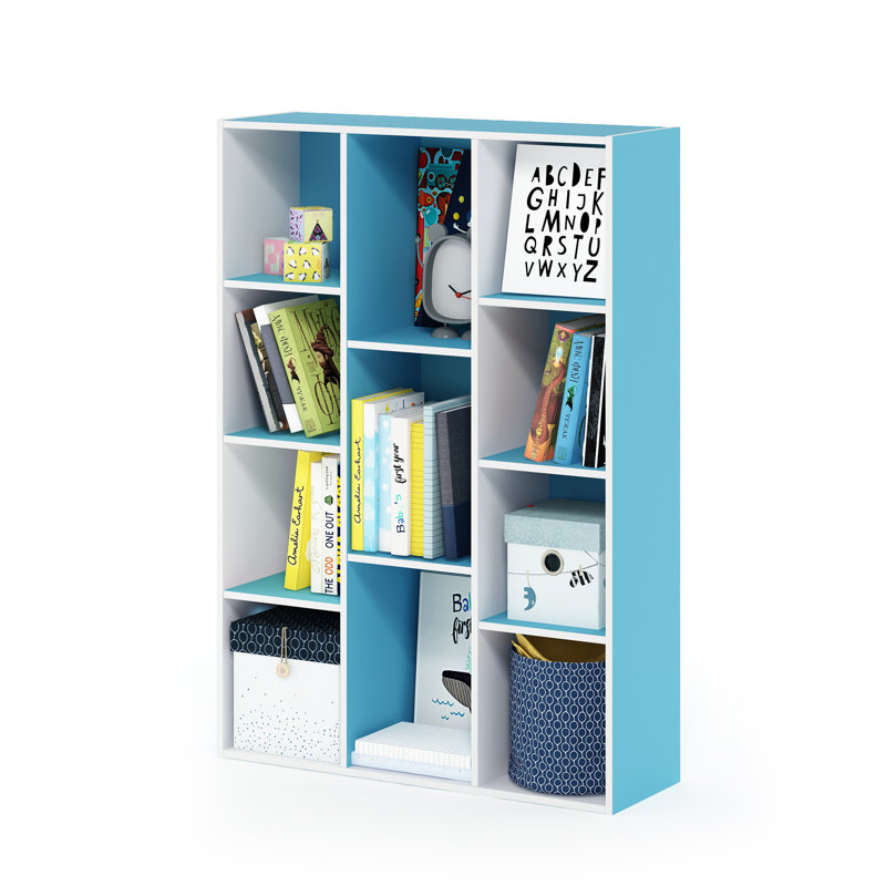 Placentia 11-Cube Reversible Open Shelf Bookcase, White/Light Blue