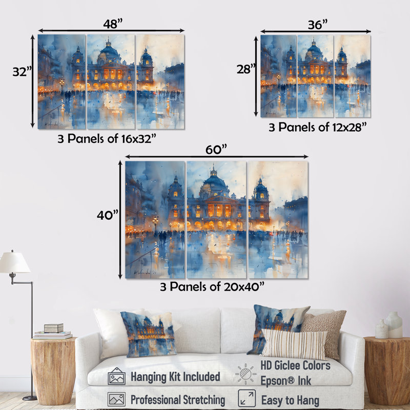 Ensemble de salon bleu et blanc Opéra à Paris - Opéra, H 28 po x l 36 po x P 1 po