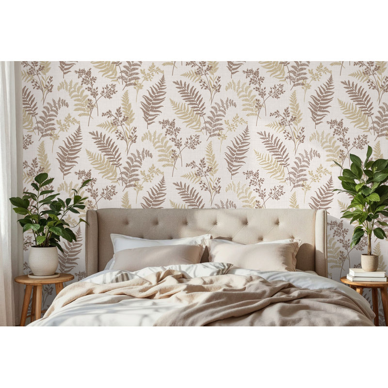 Fern 10m x 52cm Wallpaper Roll, Brown