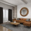 Wood Large Room Wall Mirror with Layered Wood Chip and Stick Design