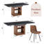 Ensemble de table de salle à manger extensible et de chaises, table coulissante de 59 à 71 pouces, jumelée à 6 chaises confortables en tissu brun avec coussins incurvés. Convient pour les salles à manger, les bureaux, etc.