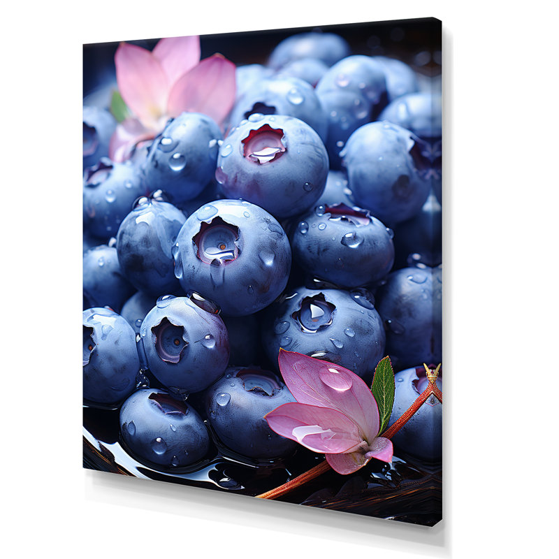 Blue Blueberry Bliss II - fruits, art mural, H 32 po x l 24 po x P 1 po