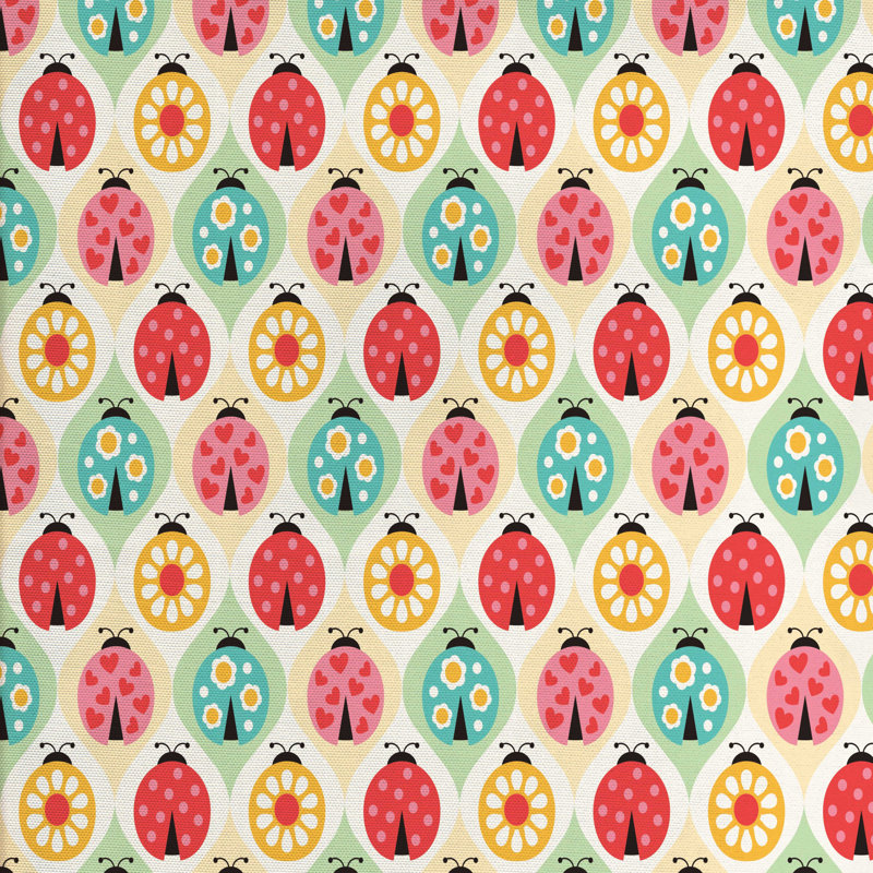 Tissu de dessin animé coccinelles, H 36 po x l 58 po x P 1 po