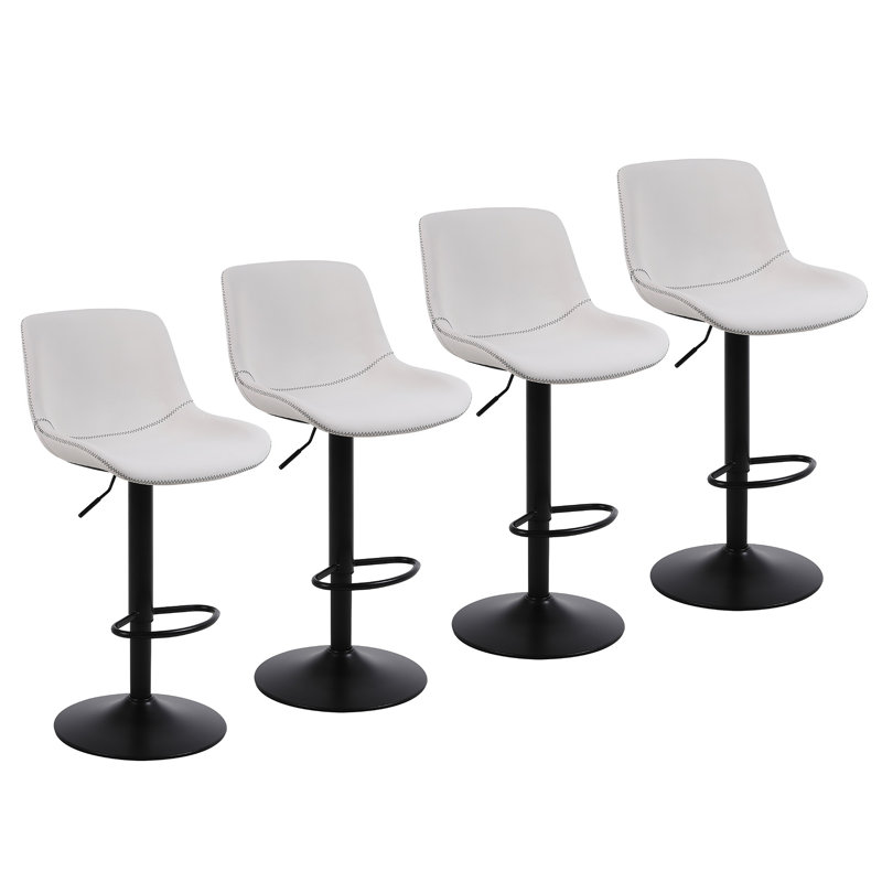 Jeninne Swivel Adjustable Height Bar Stool, White, 4