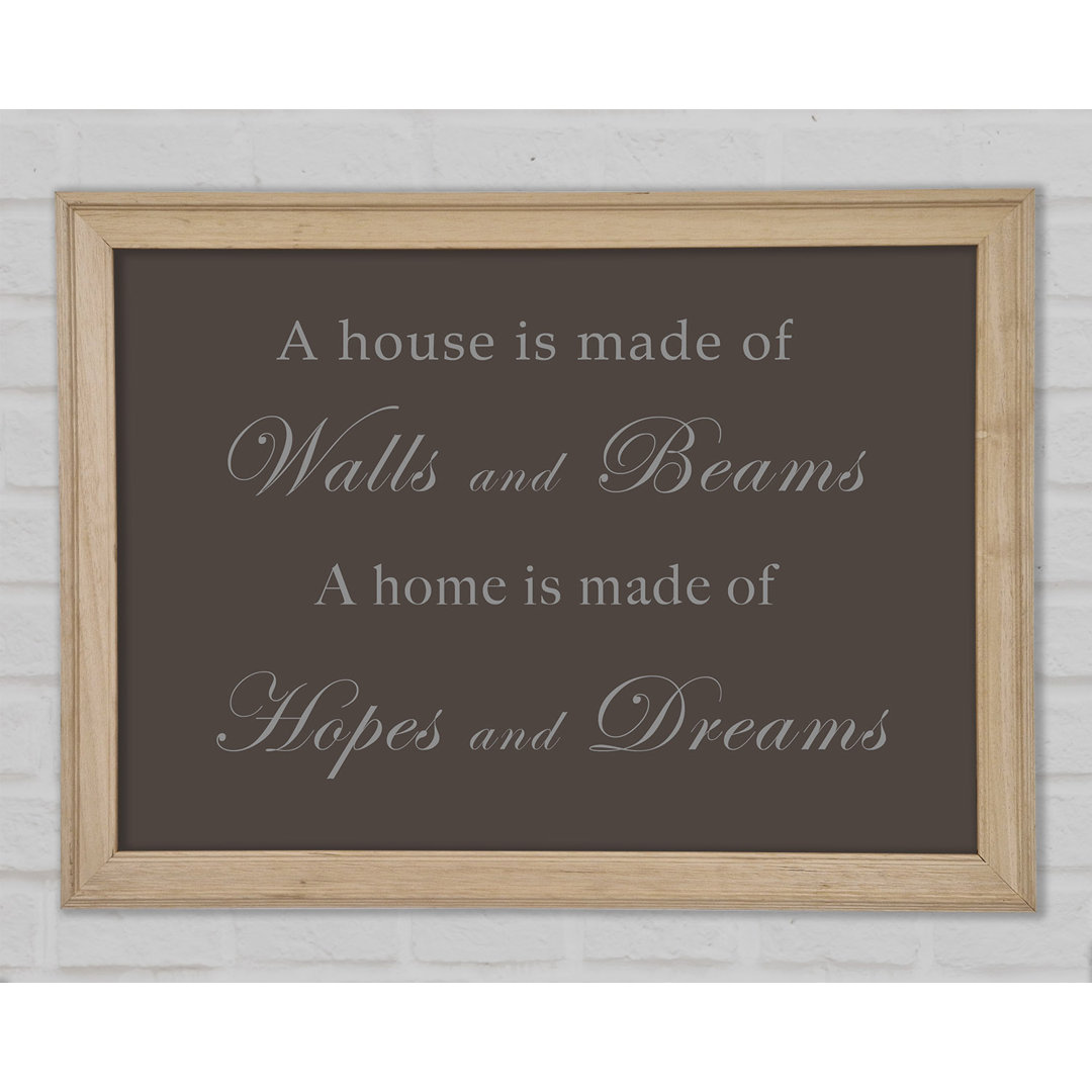 Gerahmtes Poster Home Quote Walls N Beams Hopes N Dreams Chocolate