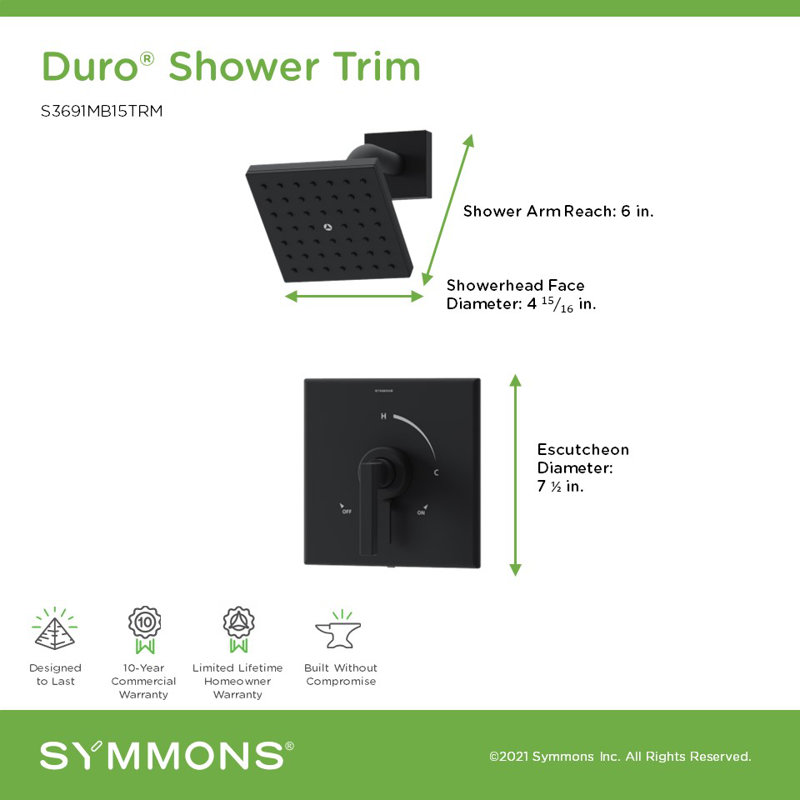 Duro HydroMersion Single Handle Volume Control Shower Faucet, Matte Black