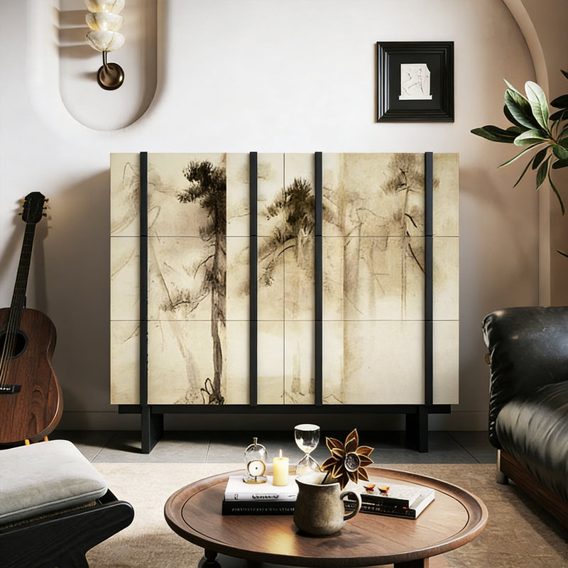 Compact Solid Wood Decorative Storage Cabinet