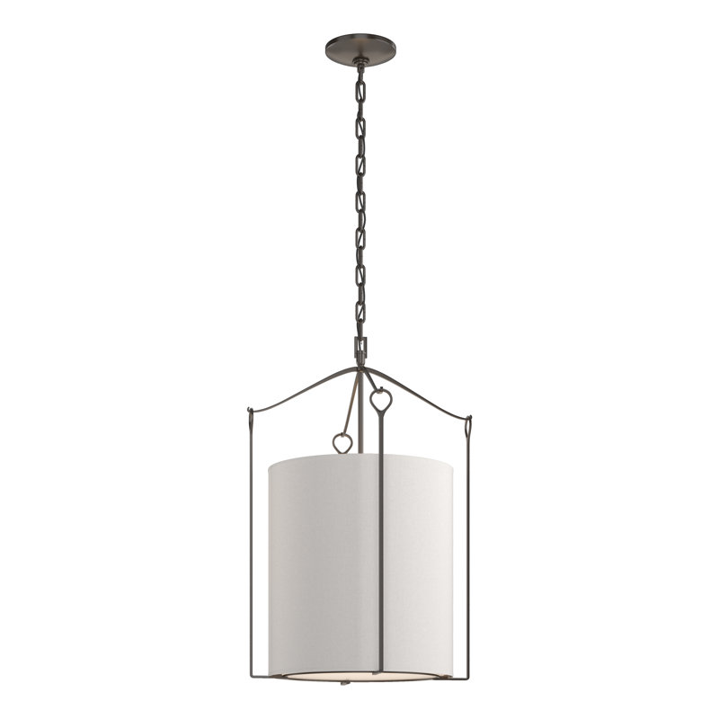 Bow 3 - Light Lantern Cylinder Pendant, Flax, Oil Rubbed Bronze