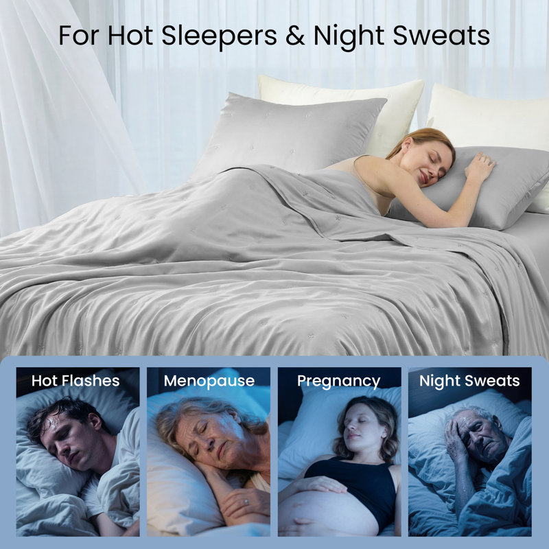 Tencel Dual-Sided Cooling Comforter – Soft, Breathable, Lightweight, All-Season Comforter for Hot Sleepers, Machine Washable
