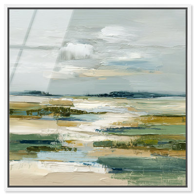 Neutral Sprawl Framed Acrylic Print Landscape Wall Decor by Art Remedy, White Frame, 24 x 24