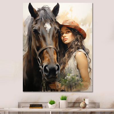 Asen Cowgirl and Horse Bond sur toile