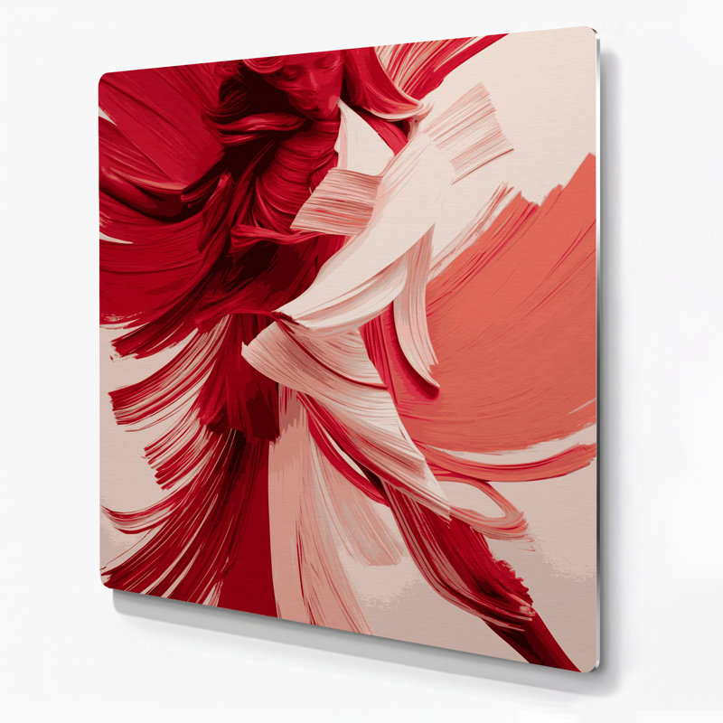 Art mural abstrait en métal rose figuratif 8, H 16 po x l 16 po