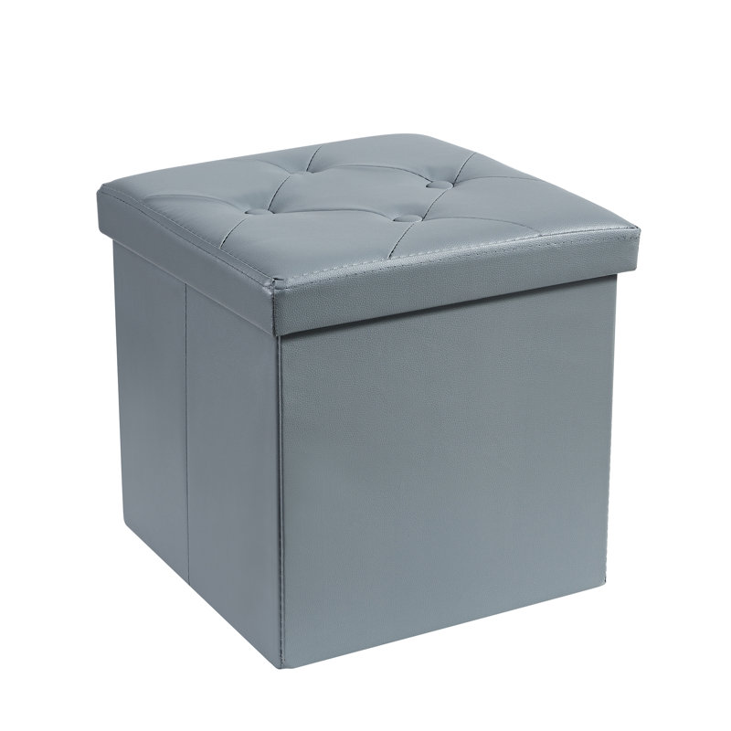 Repose-pieds en cuir Markeitha, Similicuir gris
