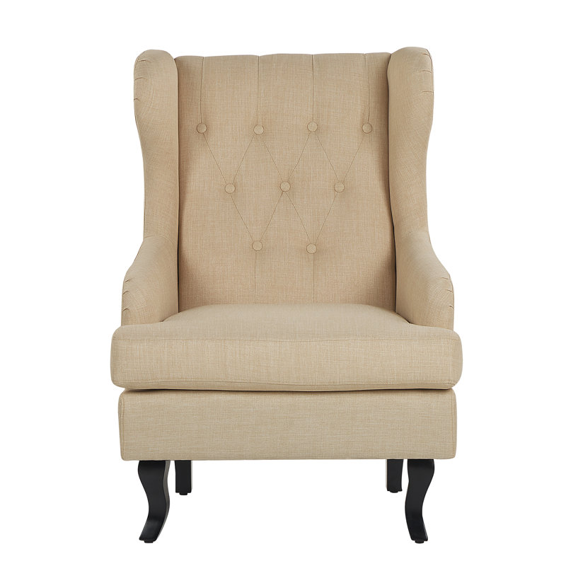 Aleshia Upholstered Wingback Chair, Beige