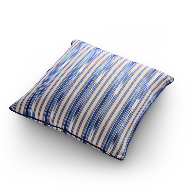 Kutnu Medium Ikat Pattern Pillow, Square 20"H x 20"W, Marine Ikat