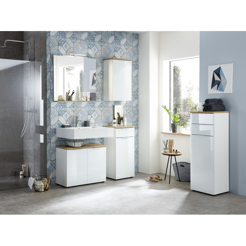 Esquivel Linen Cabinet, White and light brown