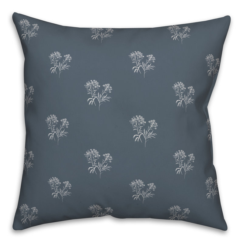  Coussin décoratif floral intérieur / extérieur en polyester, Ardoise, H 18 po x l 18 po