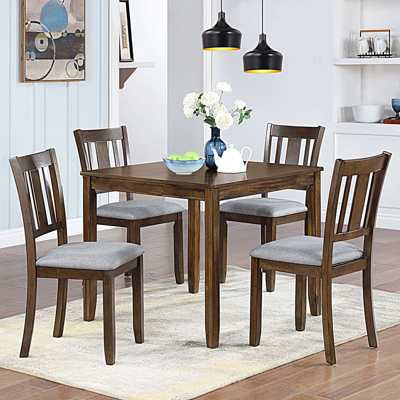 Ensemble de table de salle à manger 5 pièces en bois avec 4 chaises